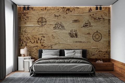 Pirate Map Parchment Style Paper Wallpape
