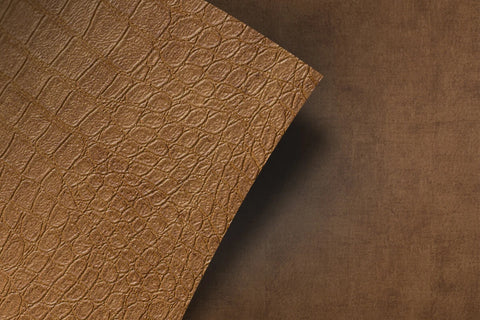 Brown Leather Adhesive Interior - Furniture Wrap, Peel & Stick Modern Leather Wallcovering, 48"W