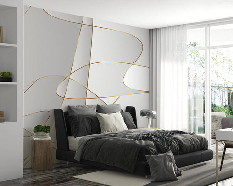 Abstract Wallpaper with Delicate Gold Lines