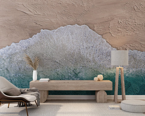 Oil Painting Wave and Beach Wall Mural