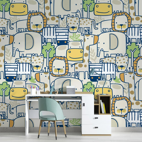 Peel And Stick Safari Animals Wallpaper