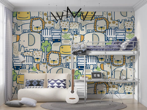 Peel And Stick Safari Animals Wallpaper