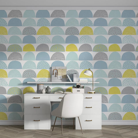 Peel And Stick Geometric Wallpaper Modern Circle Pattern Removable Wall Mural