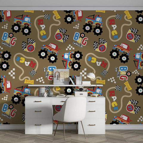 Monster Truck Wallpaper Peel And Stick Boys Bedroom Wall Mura