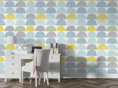Peel And Stick Geometric Wallpaper Modern Circle Pattern Removable Wall Mural