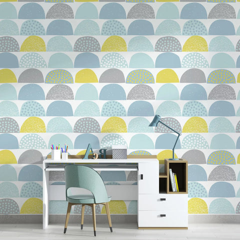 Peel And Stick Geometric Wallpaper Modern Circle Pattern Removable Wall Mural