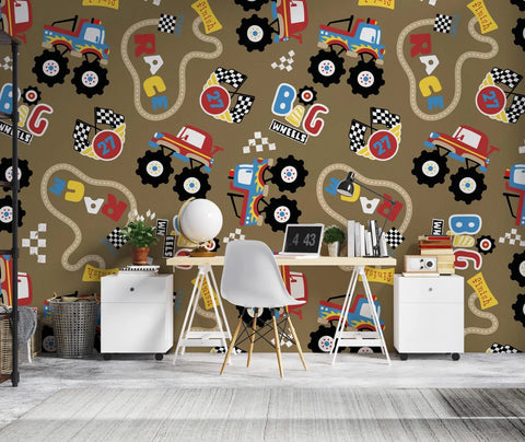 Monster Truck Wallpaper Peel And Stick Boys Bedroom Wall Mura