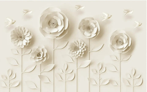 Paper Flower Floral Wallpaper