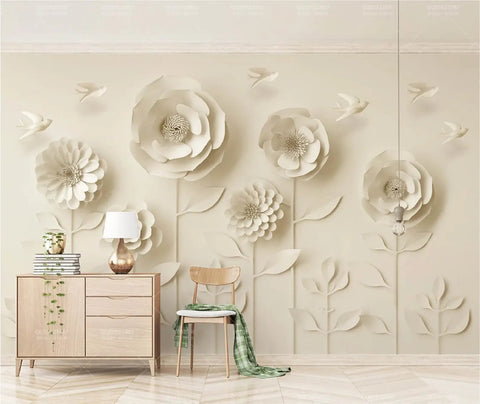 Paper Flower Floral Wallpaper